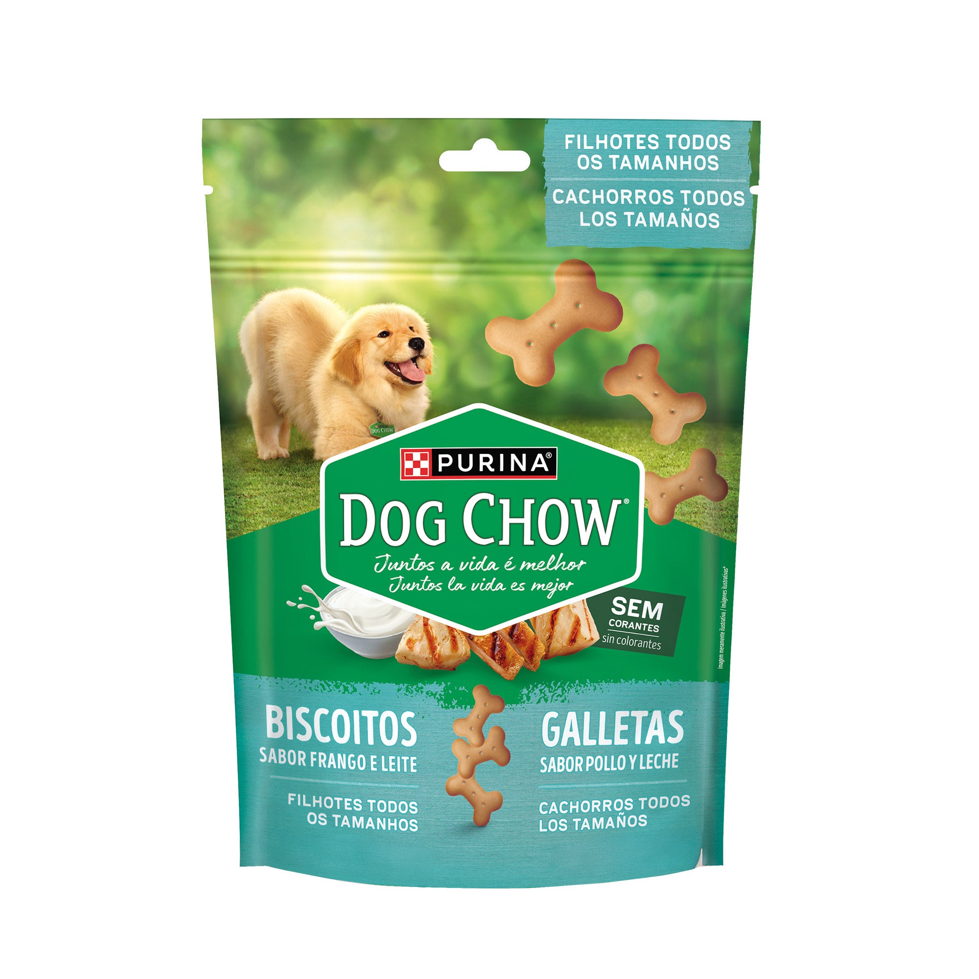 Galletas para perros cachorros Dog Chow sabor pollo y leche, ideal para todos los tamaños